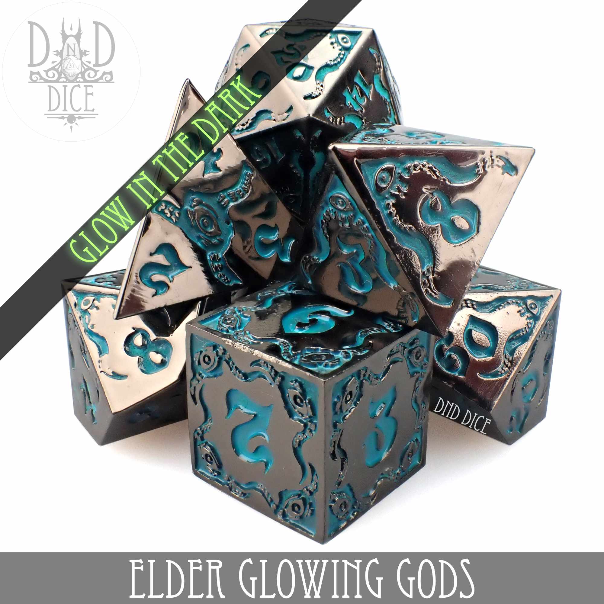 Elder Glowing Gods Metal Dice Set (Online Order Only)