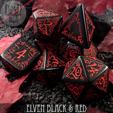 Elven Black & Red Dice Set (Online Order Only)