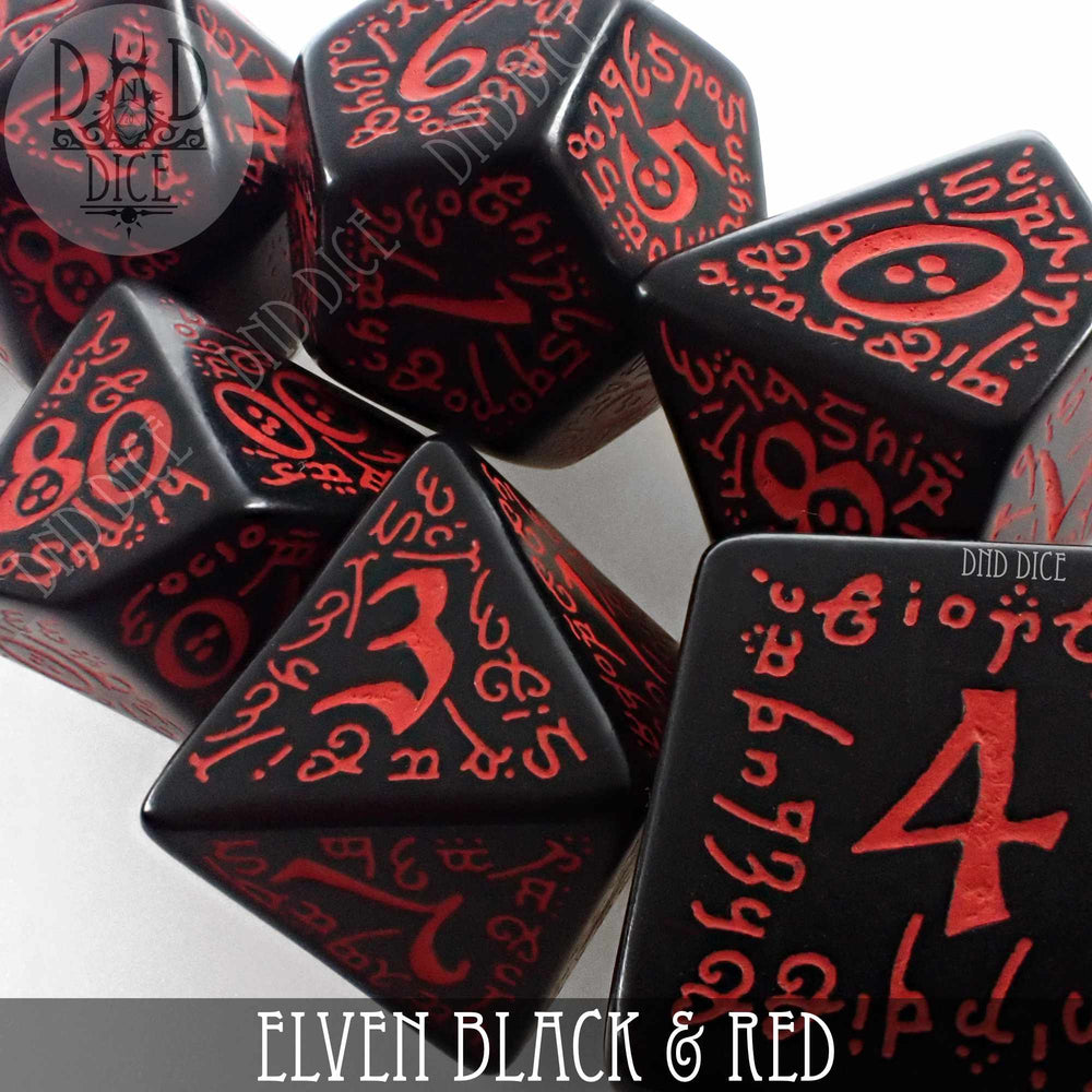 Elven Black & Red Dice Set (Online Order Only)