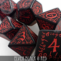 Elven Black & Red Dice Set (Online Order Only)