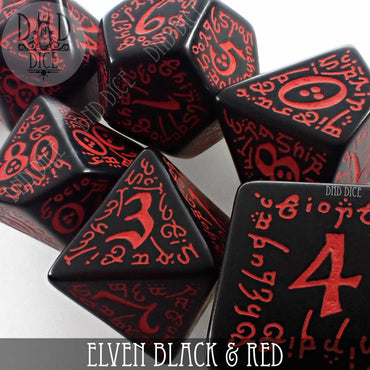 Elven Black & Red Dice Set (Online Order Only)