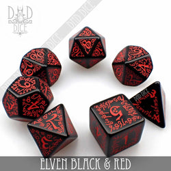 Elven Black & Red Dice Set (Online Order Only)