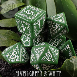 Elven Green & White Dice Set (Online Order Only)