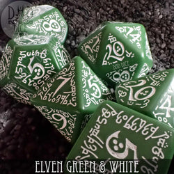 Elven Green & White Dice Set (Online Order Only)
