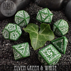 Elven Green & White Dice Set (Online Order Only)