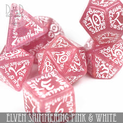 Elven Shimmering Pink & White Dice Set (Online Order Only)