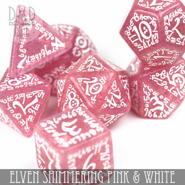 Elven Shimmering Pink & White Dice Set (Online Order Only)