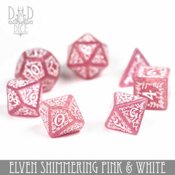 Elven Shimmering Pink & White Dice Set (Online Order Only)