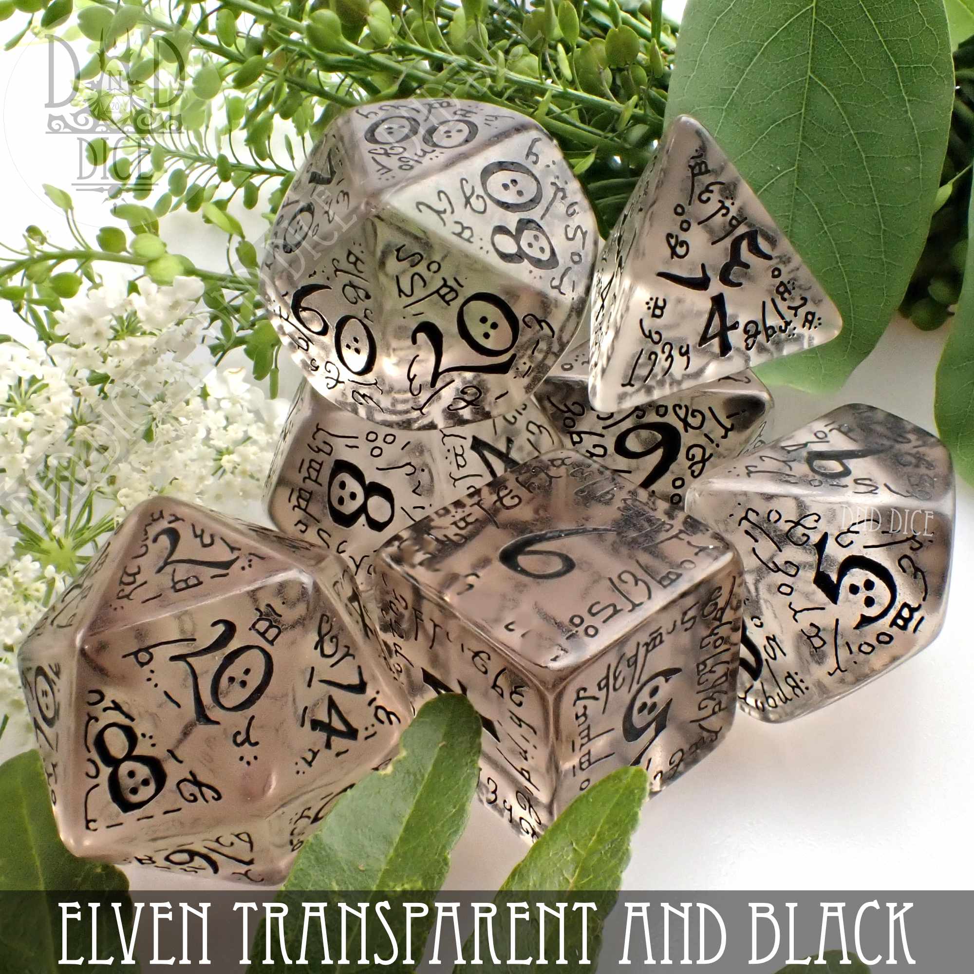 Elven Transparent & Black Dice Set (Online Order Only)