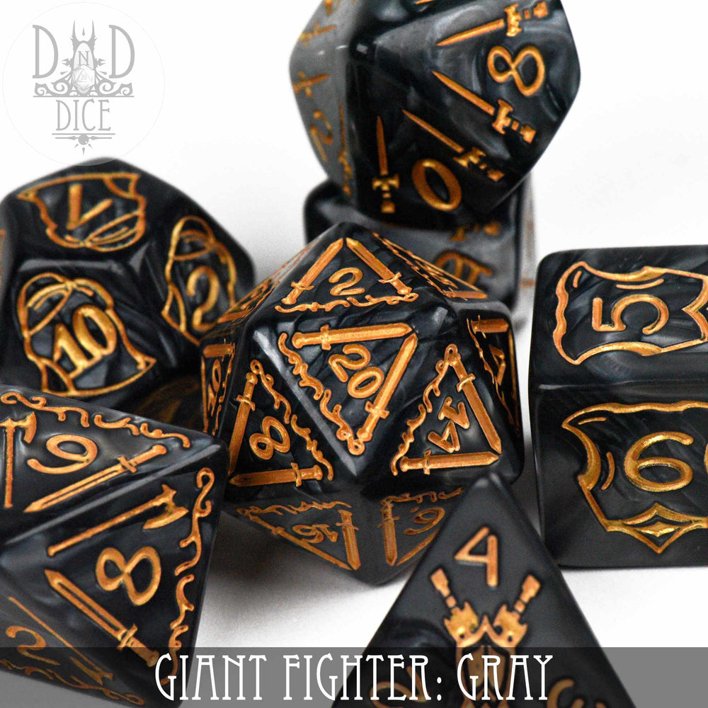 Giant Fighter Gray Dice Set (Oversize) (Online Order Only)