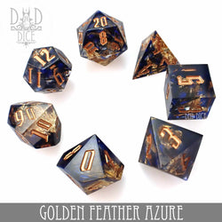 Golden Feather Azure Handmade Dice Set (Online Order Only)