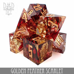 Golden Feather Scarlet Handmade Dice Set (Online Order Only)