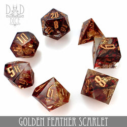 Golden Feather Scarlet Handmade Dice Set (Online Order Only)