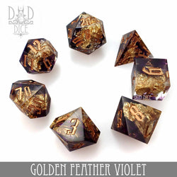 Golden Feather Violet Handmade Dice Set (Online Order Only)