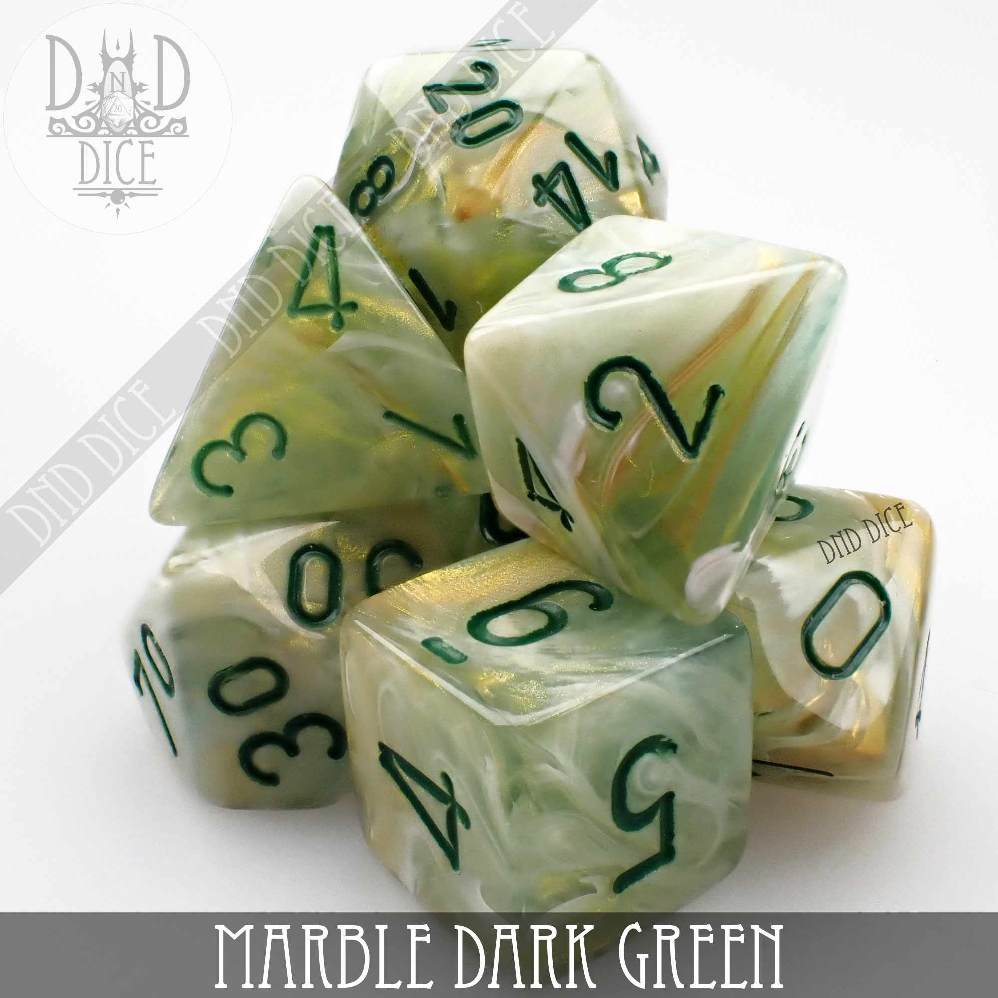 Marble Dark Green Dice Set (Online Order Only)