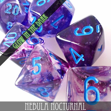 Nebula Nocturnal 7 or 11 Dice Set (Glow) (Online Order Only)