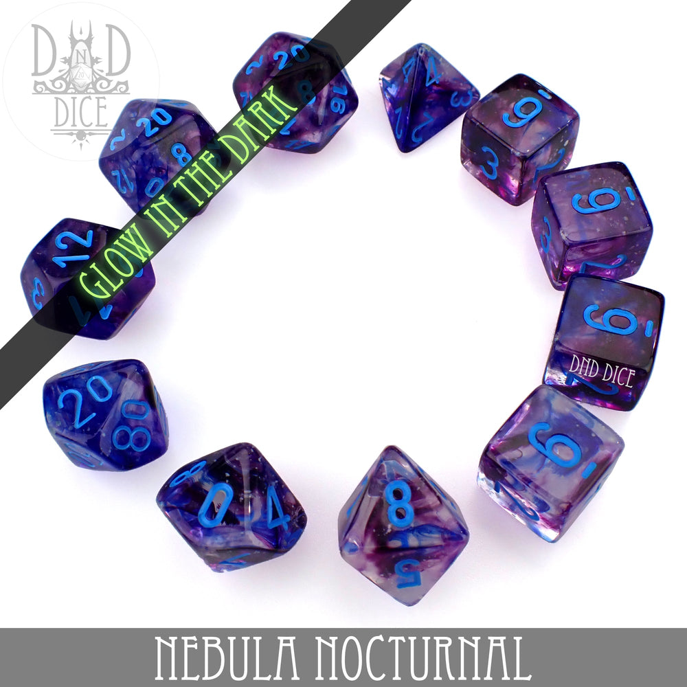 Nebula Nocturnal 7 or 11 Dice Set (Glow) (Online Order Only)