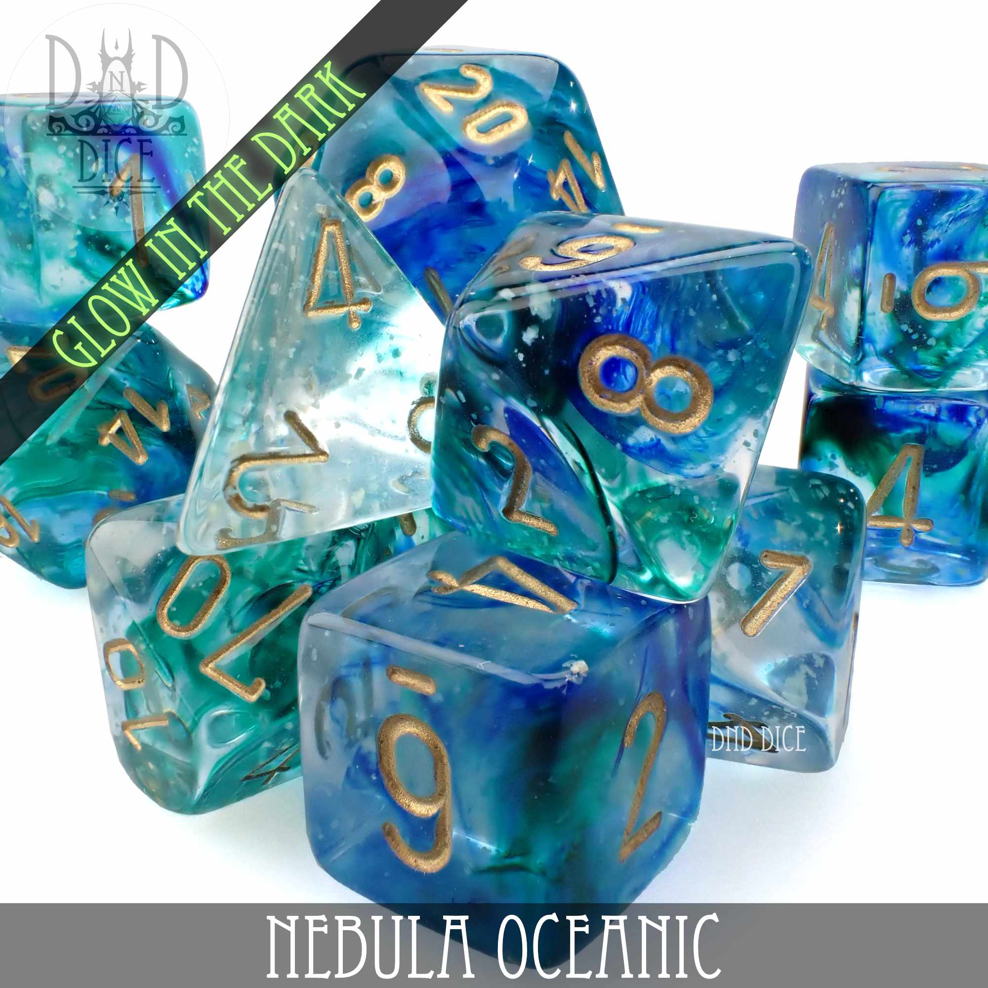 Nebula Oceanic 7 or 11 Dice Set (Glow) (Online Order Only)