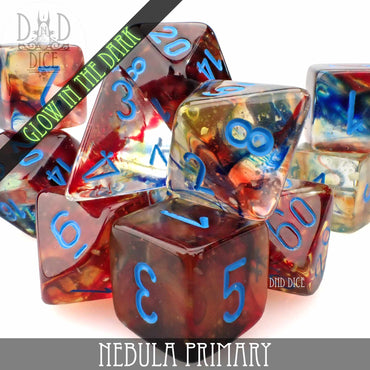 Nebula Primary 7 or 11 Dice Set (Glow) (Online Order Only)