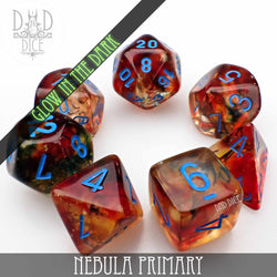 Nebula Primary 7 or 11 Dice Set (Glow) (Online Order Only)