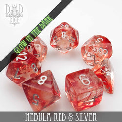 Nebula Red & Silver Dice Set (Glow) (Online Order Only)