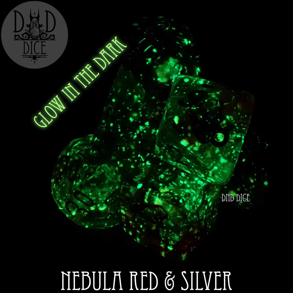 Nebula Red & Silver Dice Set (Glow) (Online Order Only)