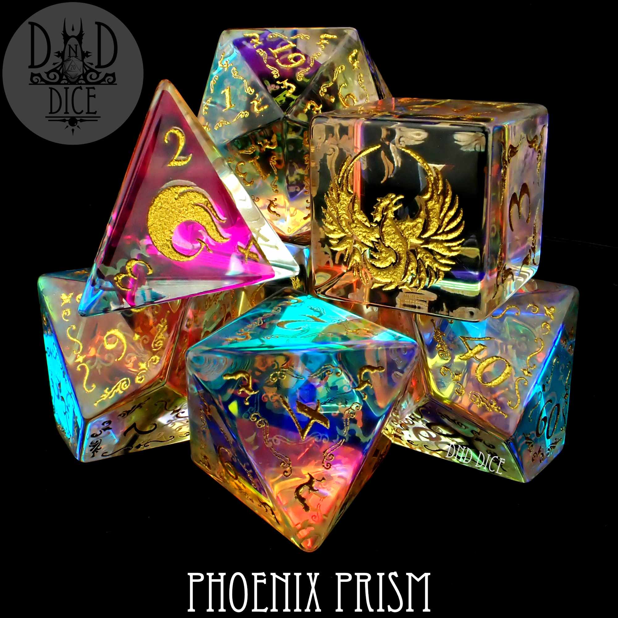 Phoenix Prism Glass Dice Set (Gift Box) (Online Order Only)