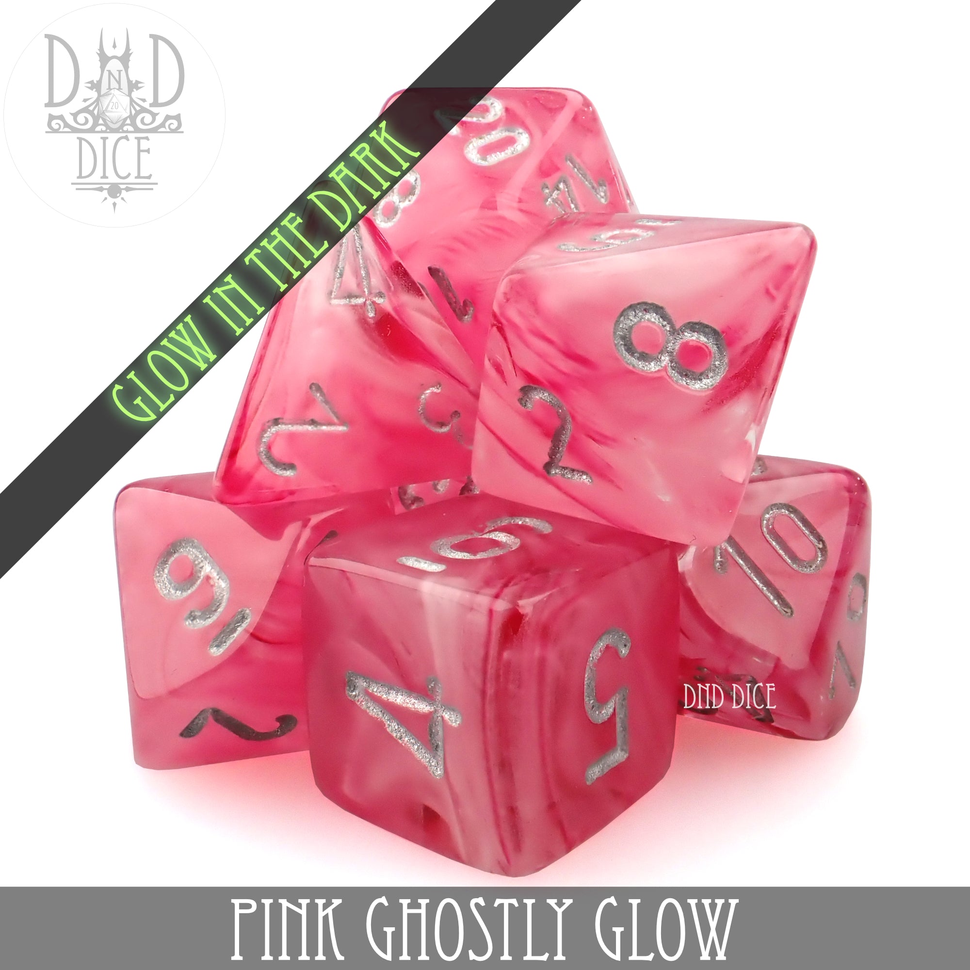 Pink Ghostly Glow Dice Set (Online Order Only)
