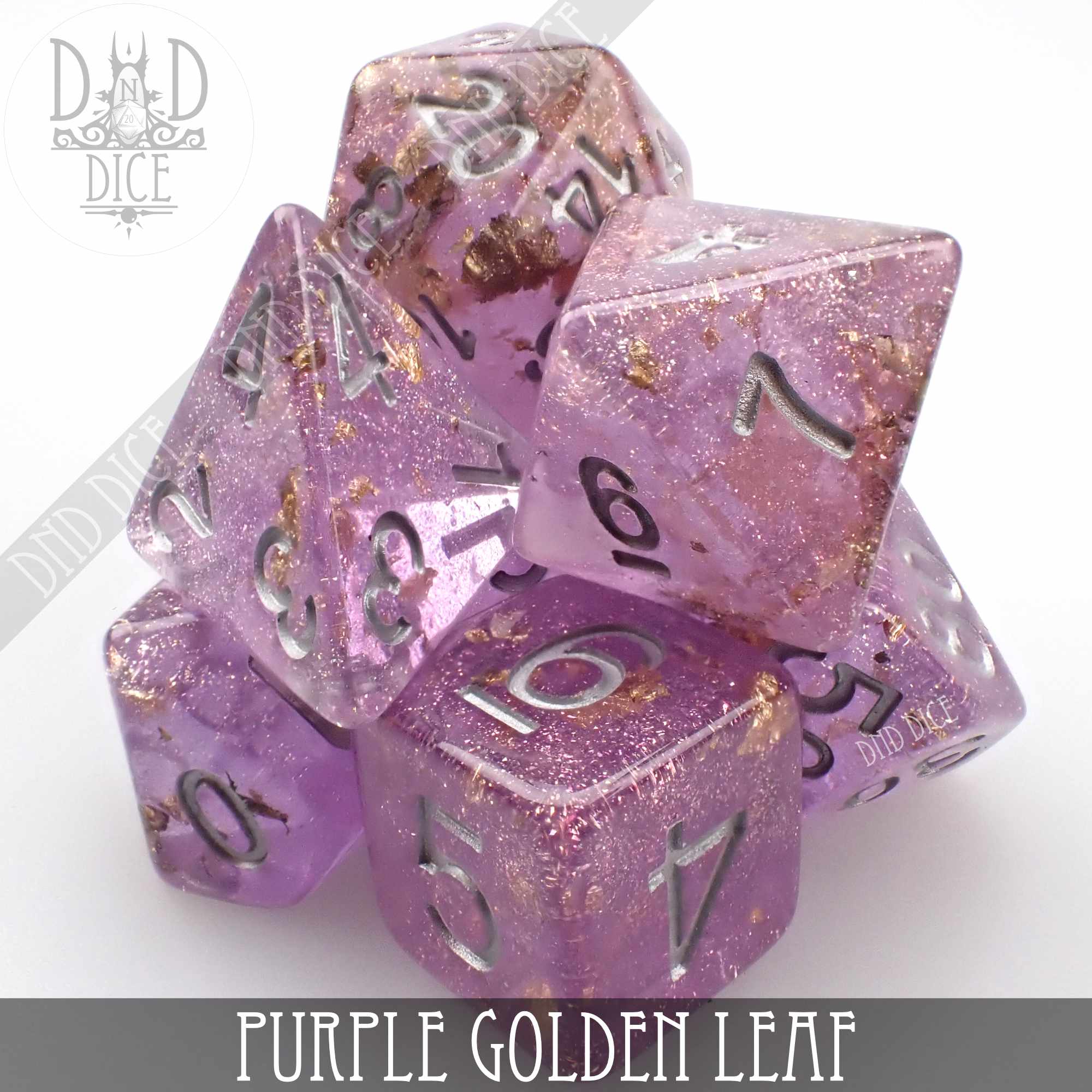 Purple Golden Leaf Dice Set (Online Order Only)