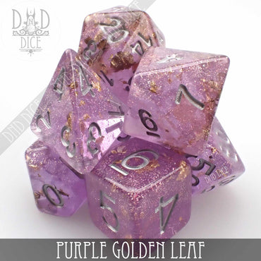 Purple Golden Leaf Dice Set (Online Order Only)