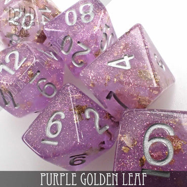 Purple Golden Leaf Dice Set (Online Order Only)