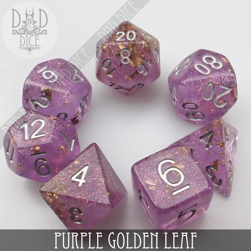 Purple Golden Leaf Dice Set (Online Order Only)