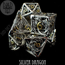Silver Dragon Metal Dice Set (Gift Box) (Online Order Only)
