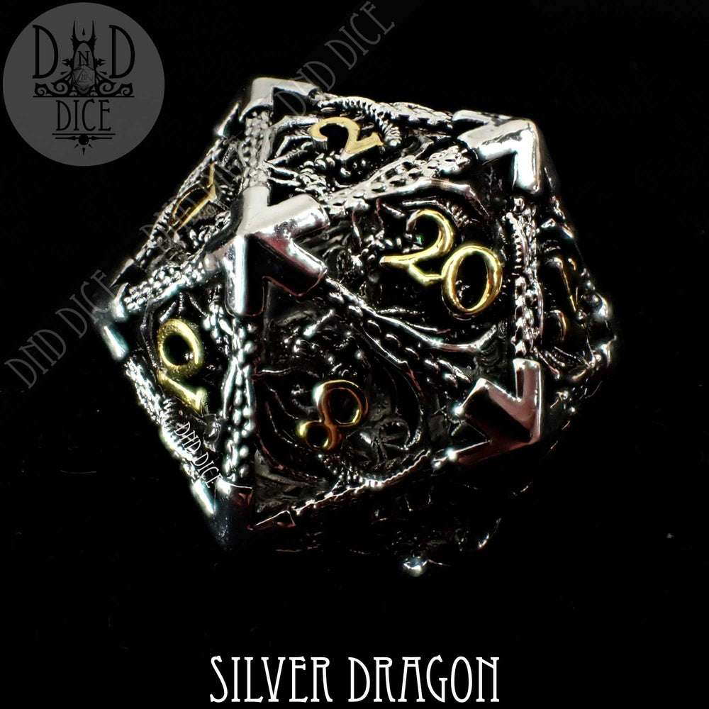 Silver Dragon Metal Dice Set (Gift Box) (Online Order Only)