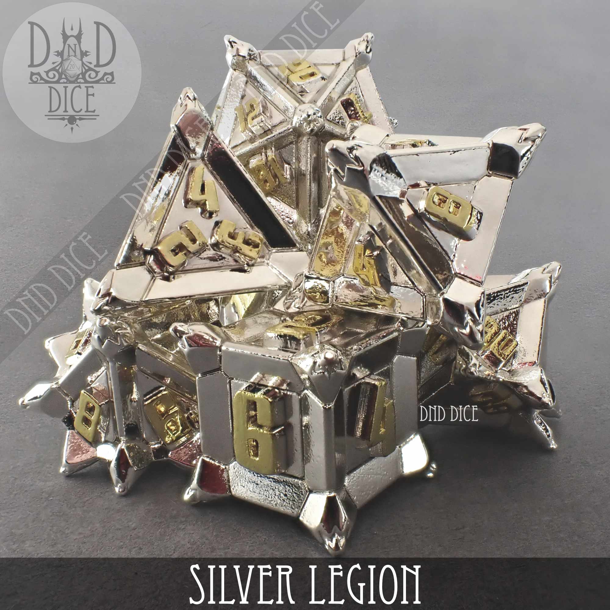 Silver Legion Metal Dice Set (Online Order Only)
