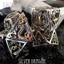 Silver Dragon Metal Dice Set (Gift Box) (Online Order Only)