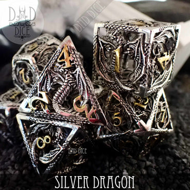 Silver Dragon Metal Dice Set (Gift Box) (Online Order Only)