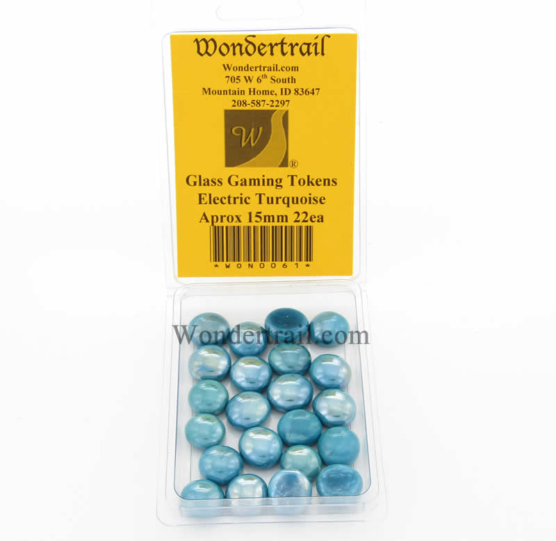 WON0061 Electric Turquoise Gaming Counter Tokens Aprox 15mm Pack of 22 (ONLINE ORDER ONLY)