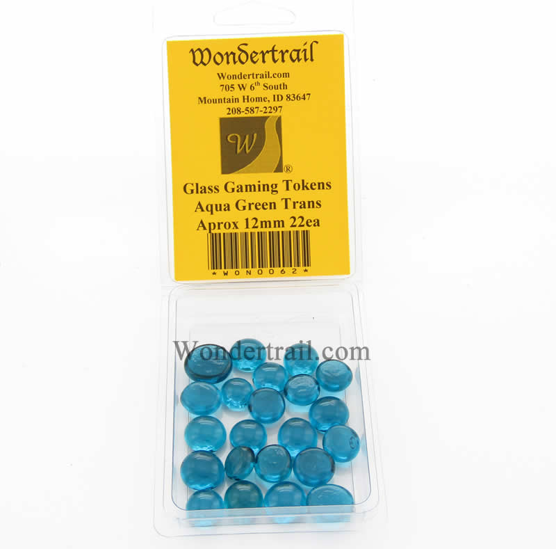 WON0062 Aqua Green Transparent Gaming Counter Tokens Aprox 12mm Pack of 22 (ONLINE ORDER ONLY)