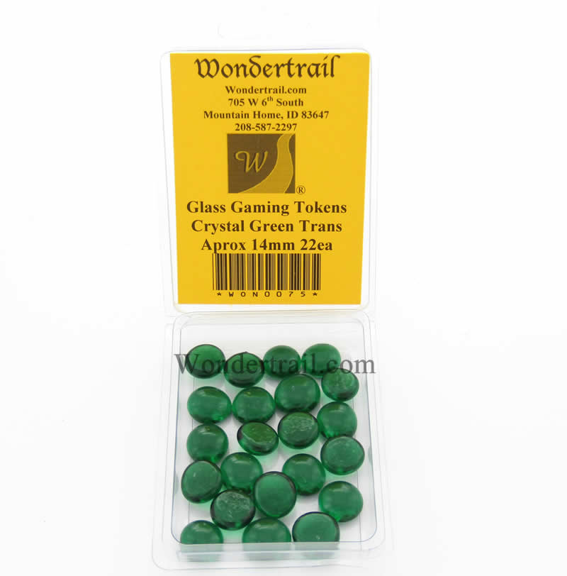WON0075 Crystal Green Transparent Gaming Counter Tokens Aprox 14mm Pack of 22 (ONLINE ORDER ONLY)