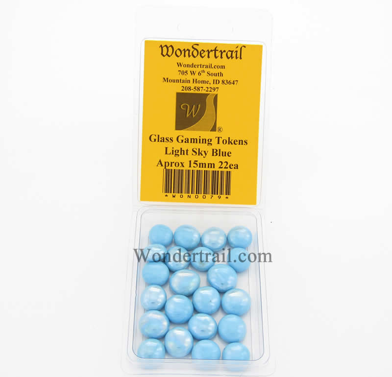WON0079 Light Sky Blue Gaming Counter Tokens Aprox 15mm Pack of 22 (ONLINE ORDER ONLY)