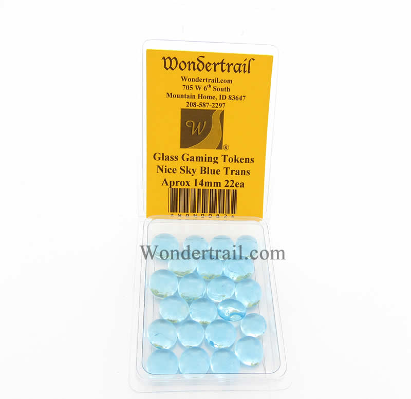 WON0082 Nice Sky Blue Transparent Gaming Counter Tokens Aprox 14mm Pack of 22 (ONLINE ORDER ONLY)