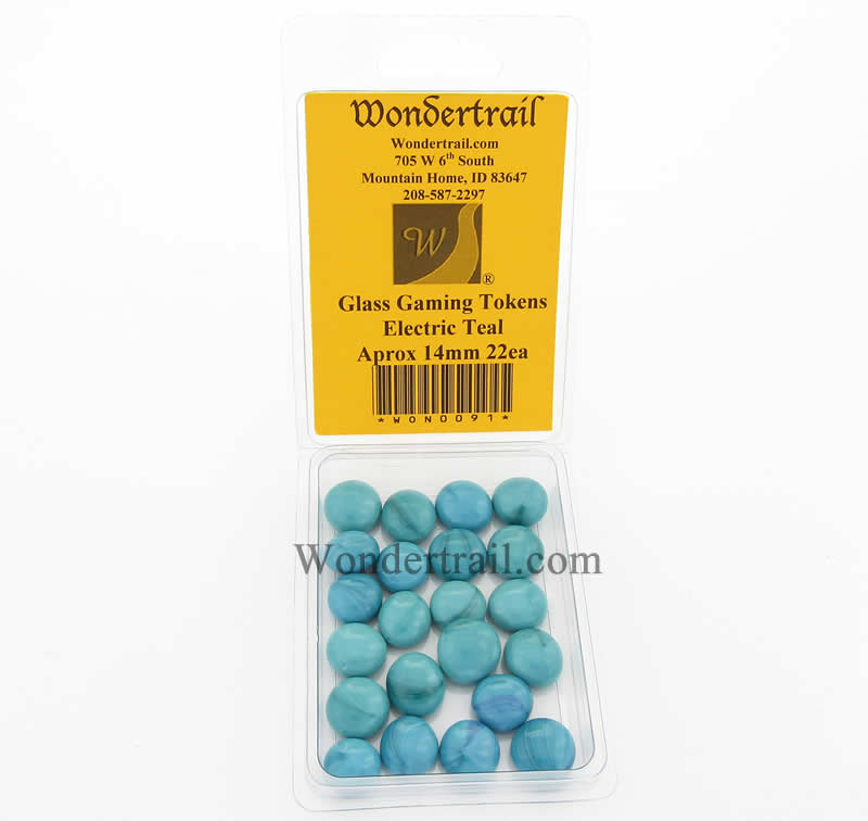 WON0091 Electric Teal Gaming Counter Tokens Aprox 14mm Pack of 22 (ONLINE ORDER ONLY)