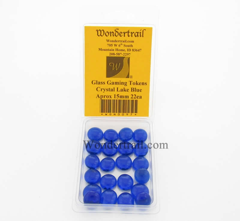 WON0097 Crystal Lake Blue Gaming Counter Tokens Aprox 15mm Pack of 22 (ONLINE ORDER ONLY)