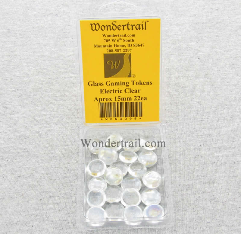 WON0098 Electric Clear Transparent Gaming Counter Tokens Aprox 15mm Pack of 22 (ONLINE ORDER ONLY)