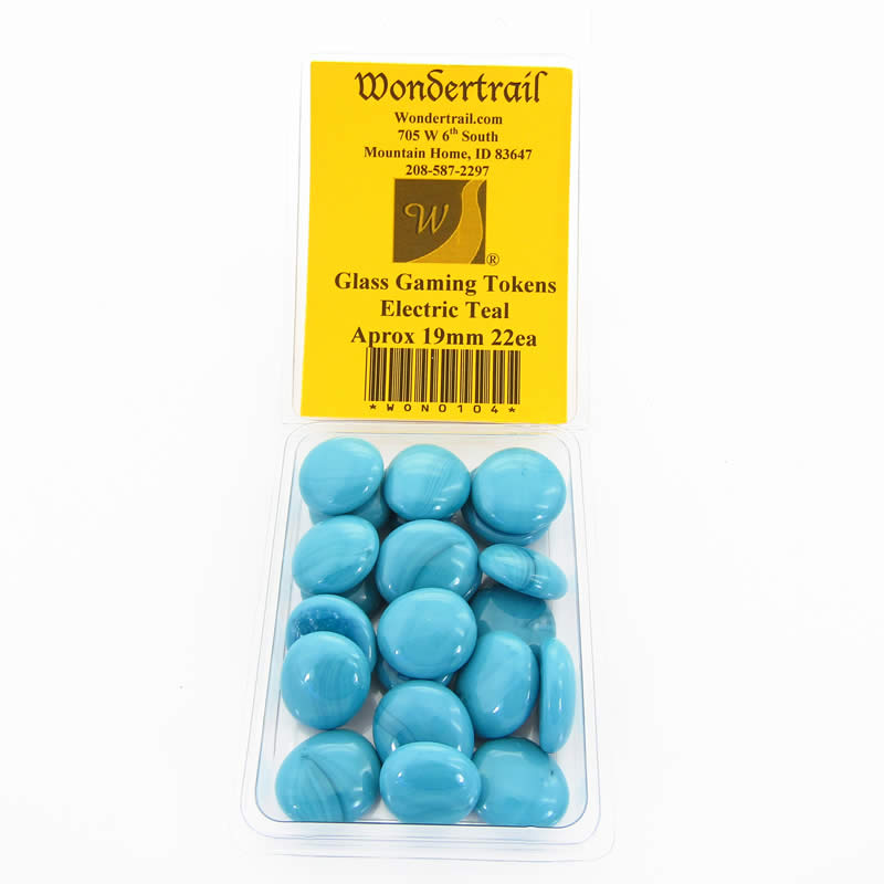 WON0104 Electric Teal Gaming Counter Tokens Aprox 19mm Pack of 22 (ONLINE ORDER ONLY)