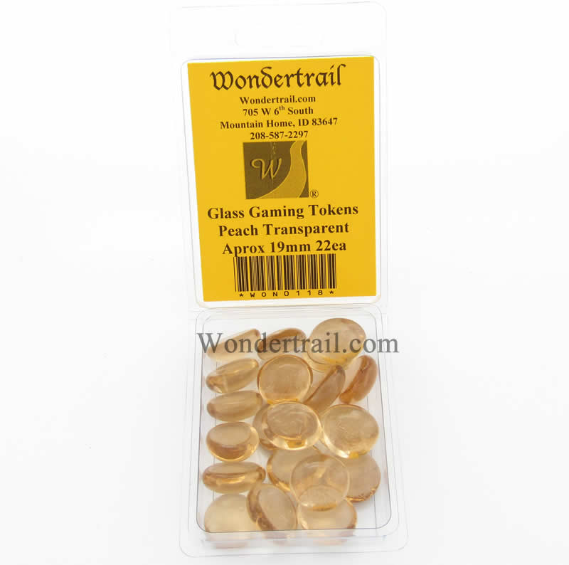 WON0118 Peach Transparent Gaming Counter Tokens Aprox 19mm Pack of 22 (ONLINE ORDER ONLY)