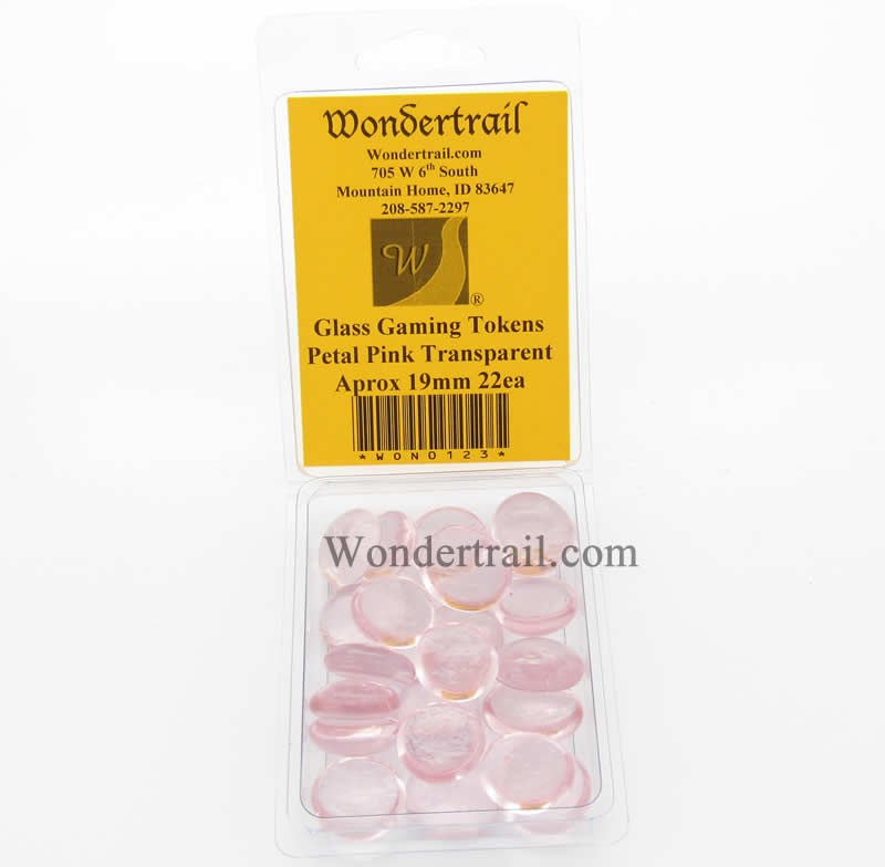 WON0123 Petal Pink Transparent Gaming Counter Tokens Aprox 19mm Pack of 22 (ONLINE ORDER ONLY)