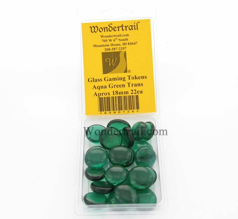 WON0126 Aque Green Transparent Gaming Counter Tokens Aprox 18mm Pack of 22 (ONLINE ORDER ONLY)