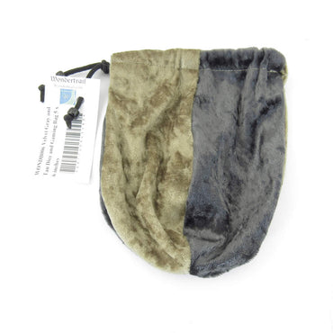 WONDB006 Velvet Gray and Tan Dice and Gaming Bag 6 x 7 inches Wondertrail (ONLINE ORDER ONLY)